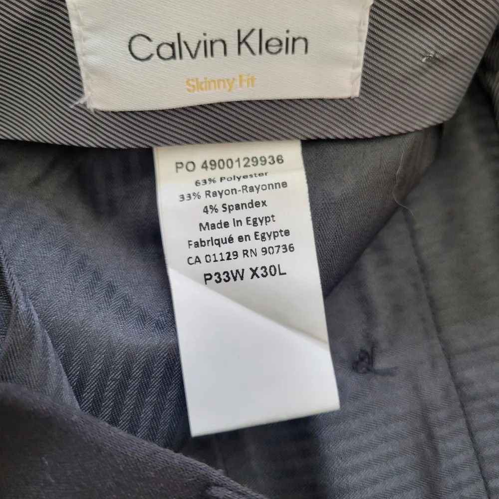 Calvin Klein Men's Skinny-Fit Wrinkle Resistant Black Dress Pants 33/30 NWT $175